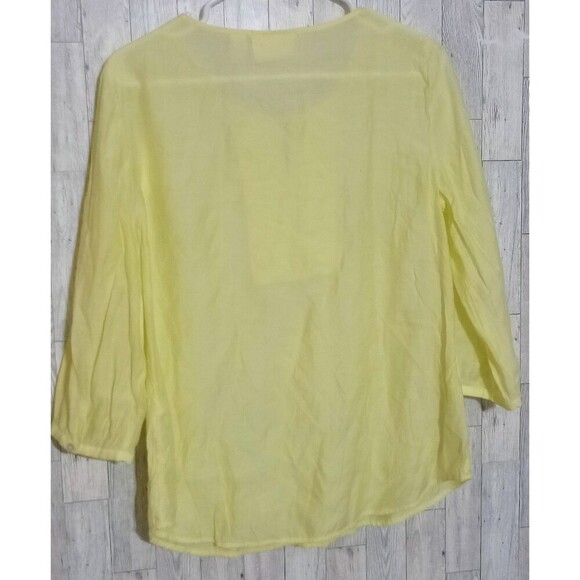 Chico's  Pop-over Top/Tunic‎ Yellow Spring Lightweight Size 0 (Small 4) - Picture 2 of 4